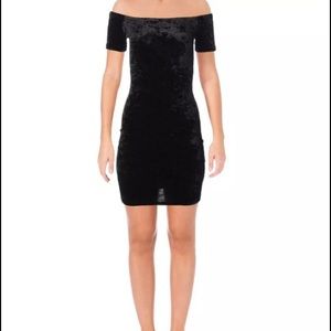 Aqua Black Velvet Off Shoulder Cocktail Dress 👗